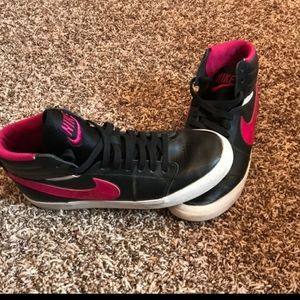 Black & Hot Pink Nike High Tops